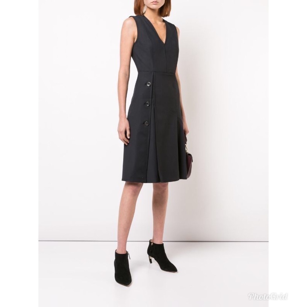 Derek Lam Aria V-Neck Tailored Dress Black Noir 10